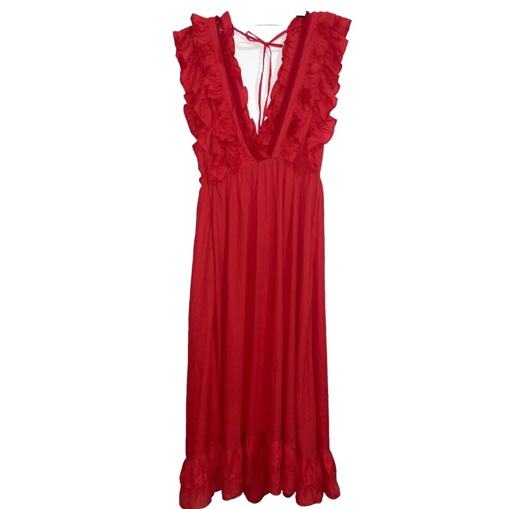 Chic Ruffled Red Maxi Dress - Picture 6 of 10